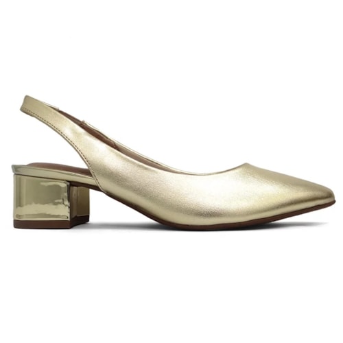 Detalhe - Sapato Beira Rio Slingback Scarpin 4182.220 Dourado