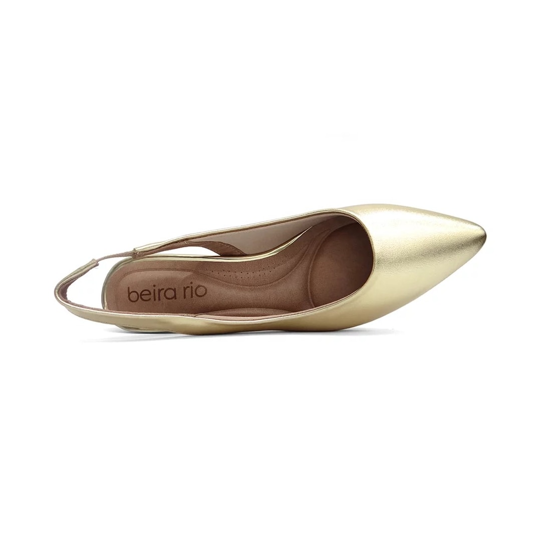 Sapato Beira Rio Slingback Scarpin 4182.220 Dourado