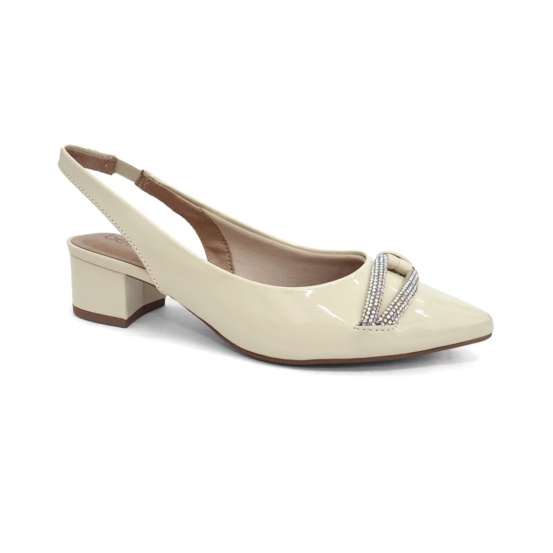 Sapato Beira Rio Slingback Scarpin 4182.221 Creme