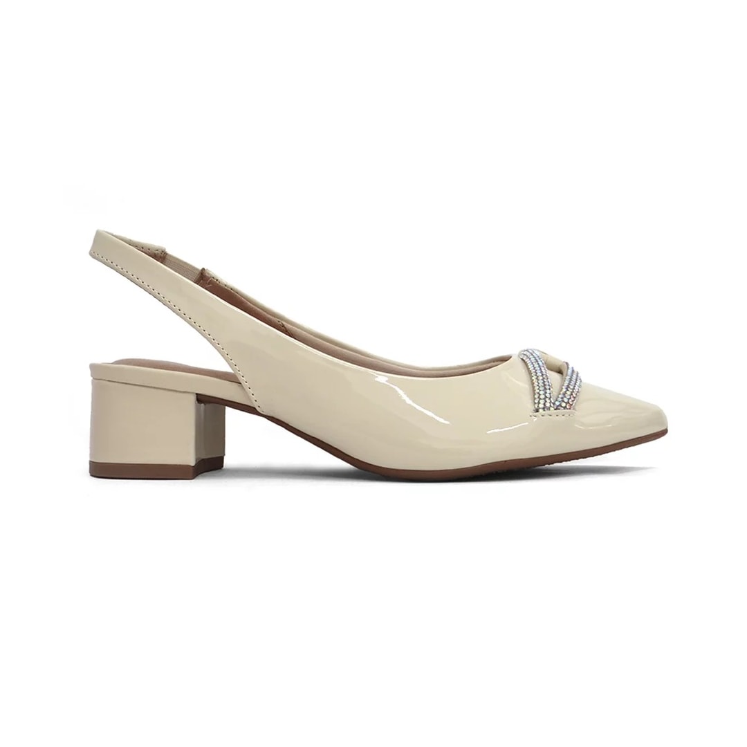 Sapato Beira Rio Slingback Scarpin 4182.221 Creme