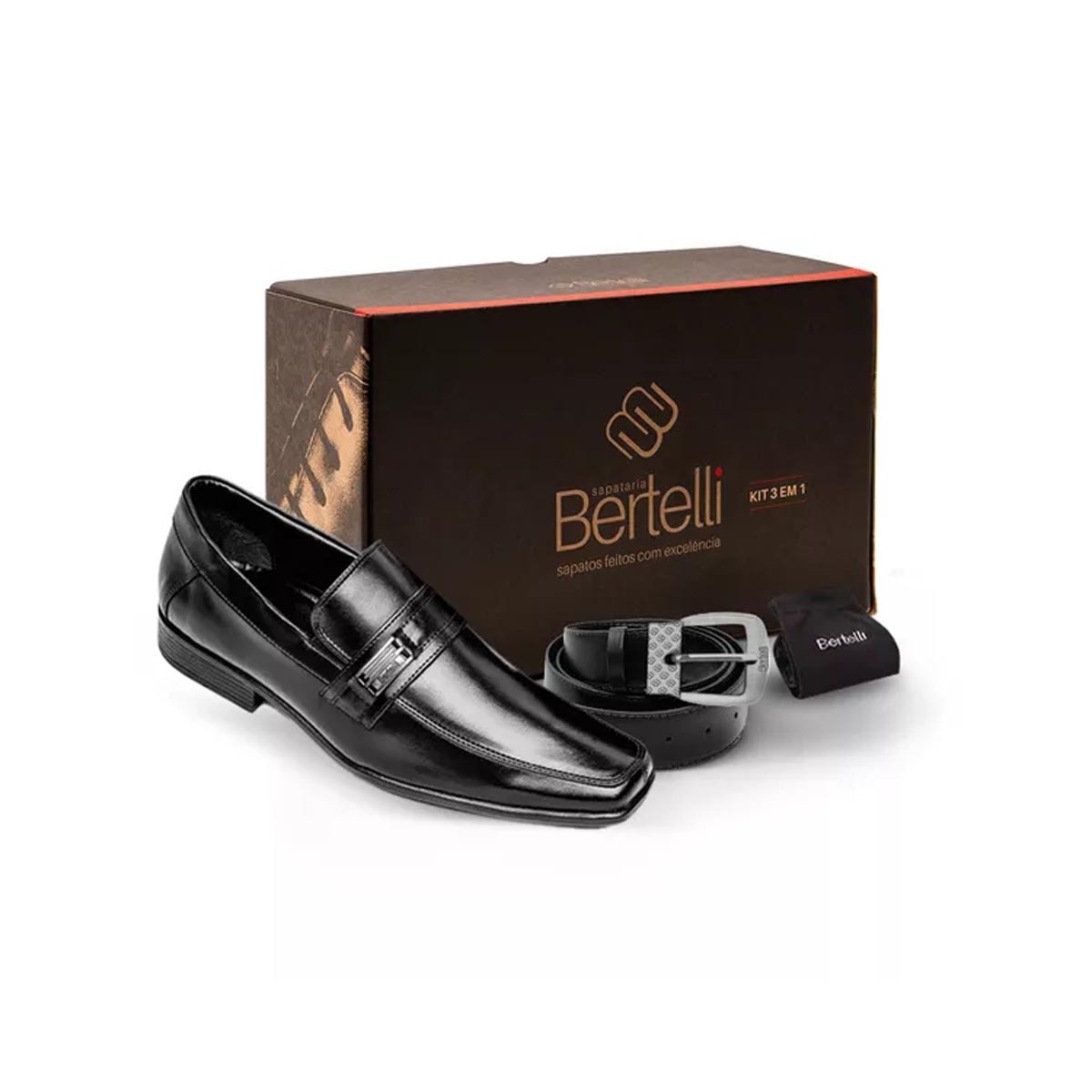 Sapato Bertelli Social Masculino Kit Cinto/Meia 70.174 Preto Sapato Bertelli Social Masculino Kit Cinto/Meia 70.174 Preto