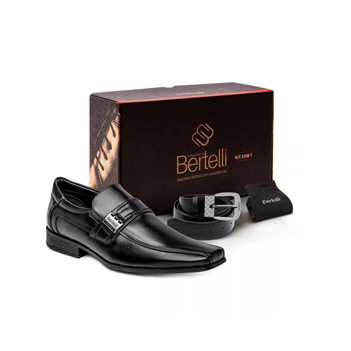 Sapato Bertelli Social Masculino Kit Cinto/Meia 70.181 Preto Sapato Bertelli Social Masculino Kit Cinto/Meia 70.181 Preto