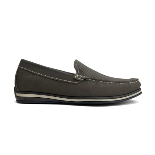 Detalhe - Sapato Democrata Mocassim de Couro 135201 Smoke