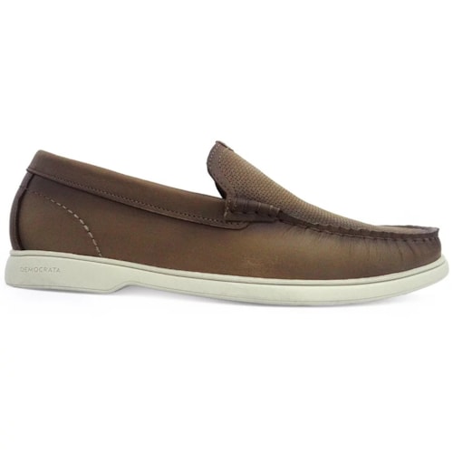 Detalhe - Sapato Democrata Mocassim de Couro 226201 Bege