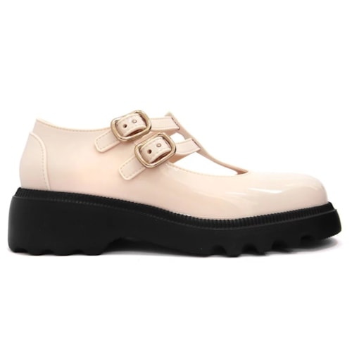 Detalhe - Sapato Grendene Zaxy Mocassim Charm Mary 18850 Off White Medio