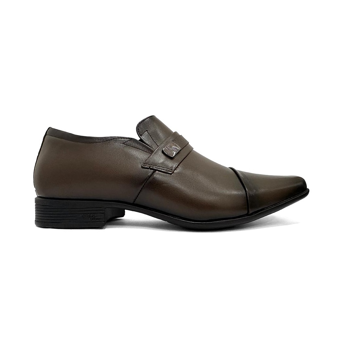 Sapato Jota Pe Social Couro Air Bag Altura 79010 Dark Brown