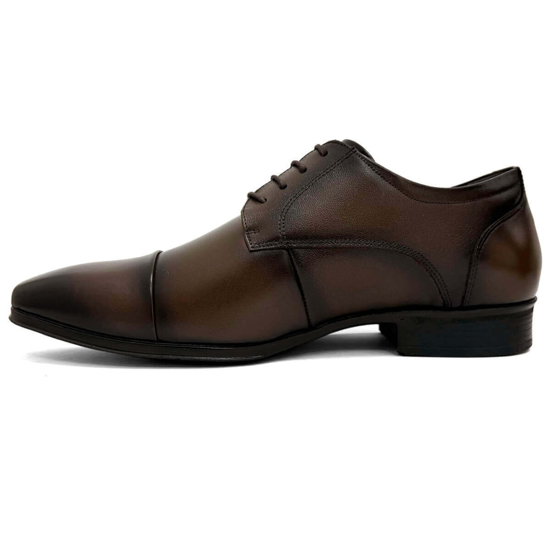 Sapato Jota Pe Social De Couro Air Walker 85052 Dark Brown