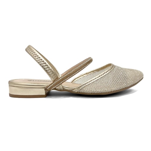 Detalhe - Sapato Mississippi Slingback Mb556 Ouro Light