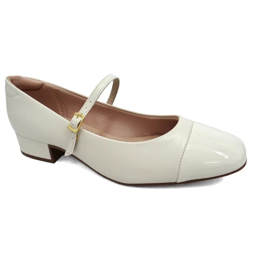 Sapato Moleca Boneca Salto Baixo 5795.103 Branco Off