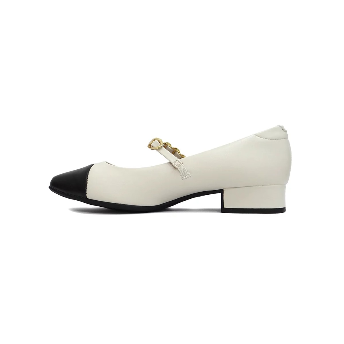 Sapato Moleca Boneca Salto Baixo 5795.103 Branco Off/Preto Sapato Moleca Boneca Salto Baixo 5795.103 Branco Off/Preto