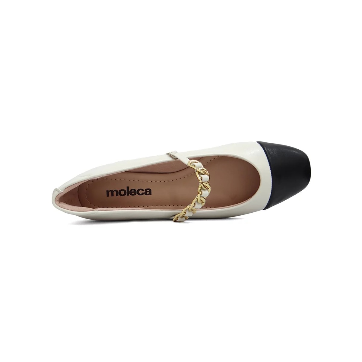Sapato Moleca Boneca Salto Baixo 5795.103 Branco Off/Preto Sapato Moleca Boneca Salto Baixo 5795.103 Branco Off/Preto