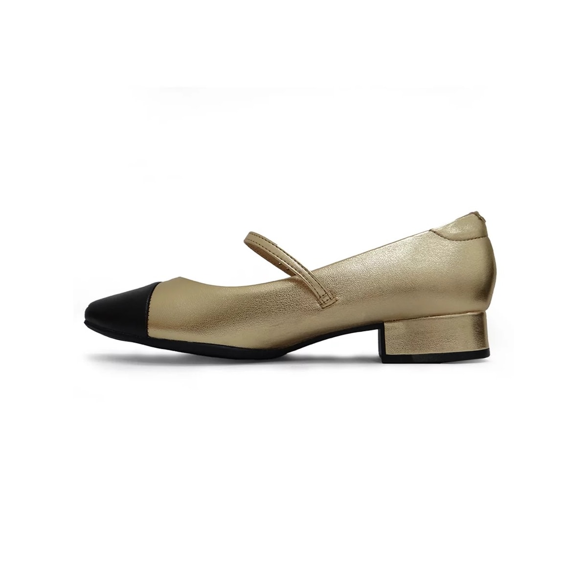 Sapato Moleca Boneca Salto Baixo 5795.103 Dourado/Preto Sapato Moleca Boneca Salto Baixo 5795.103 Dourado/Preto