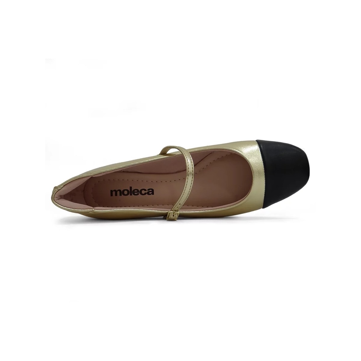 Sapato Moleca Boneca Salto Baixo 5795.103 Dourado/Preto Sapato Moleca Boneca Salto Baixo 5795.103 Dourado/Preto