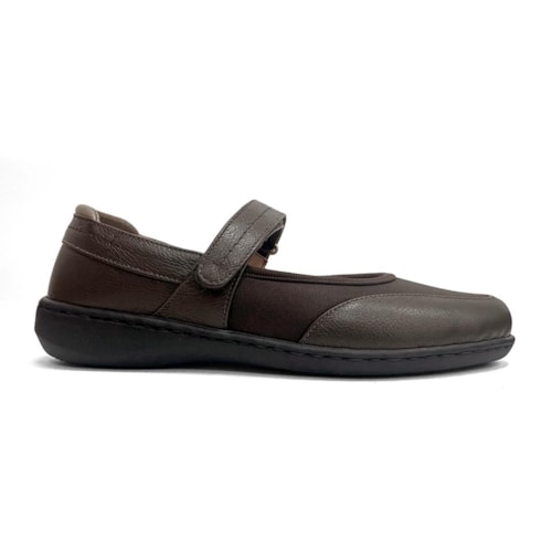 Detalhe - Sapato Opananken Feminino Couro Anatomico 63811 Café/Fendi