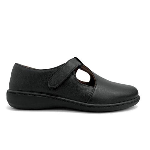Detalhe - Sapato Opananken Feminino De Couro Anatomico 63810 Preto
