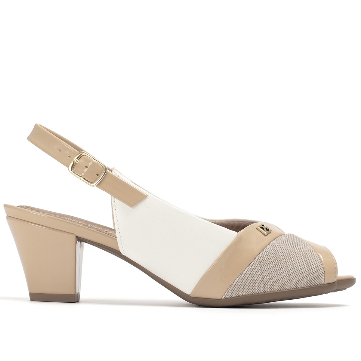 sapato peep toe bege