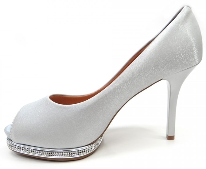 peep toe prata meia pata