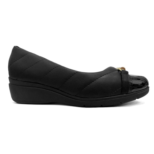 Detalhe - Sapato Piccadilly Anabela Conforto 117128 Preto