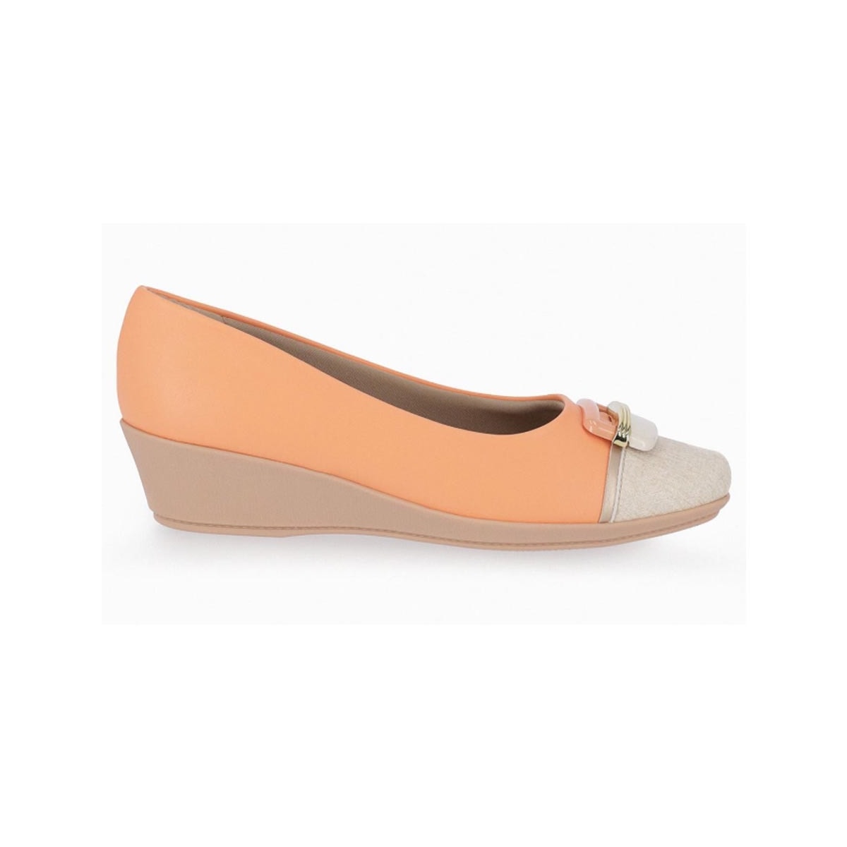 Sapato Piccadilly Anabela Conforto 143186 Salmao/Natural Sapato Piccadilly Anabela Conforto 143186 Salmao/Natural