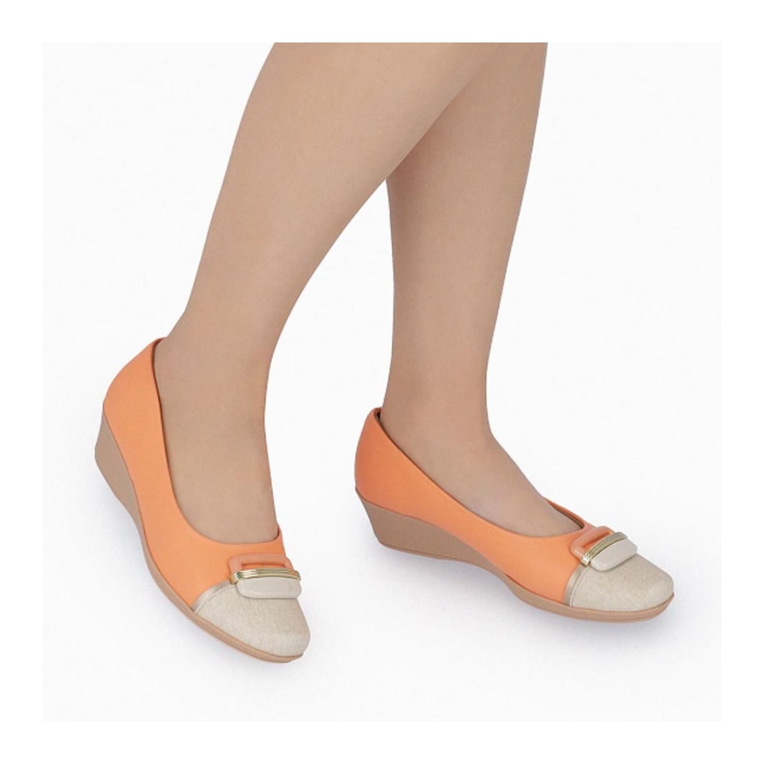 Sapato Piccadilly Anabela Conforto 143186 Salmao/Natural Sapato Piccadilly Anabela Conforto 143186 Salmao/Natural