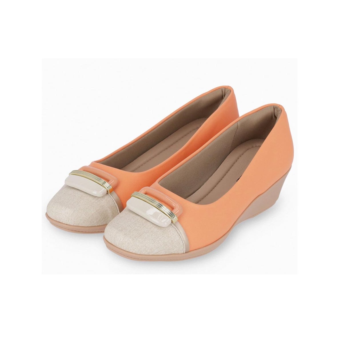 Sapato Piccadilly Anabela Conforto 143186 Salmao/Natural Sapato Piccadilly Anabela Conforto 143186 Salmao/Natural