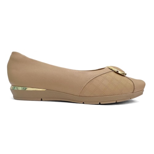 Detalhe - Sapato Piccadilly Anabela Conforto 147323 Nude Claro