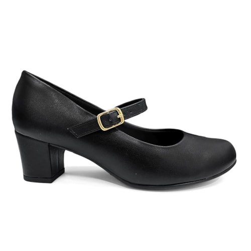 Detalhe - Sapato Piccadilly Boneca Salto Bloco 110208 Preto