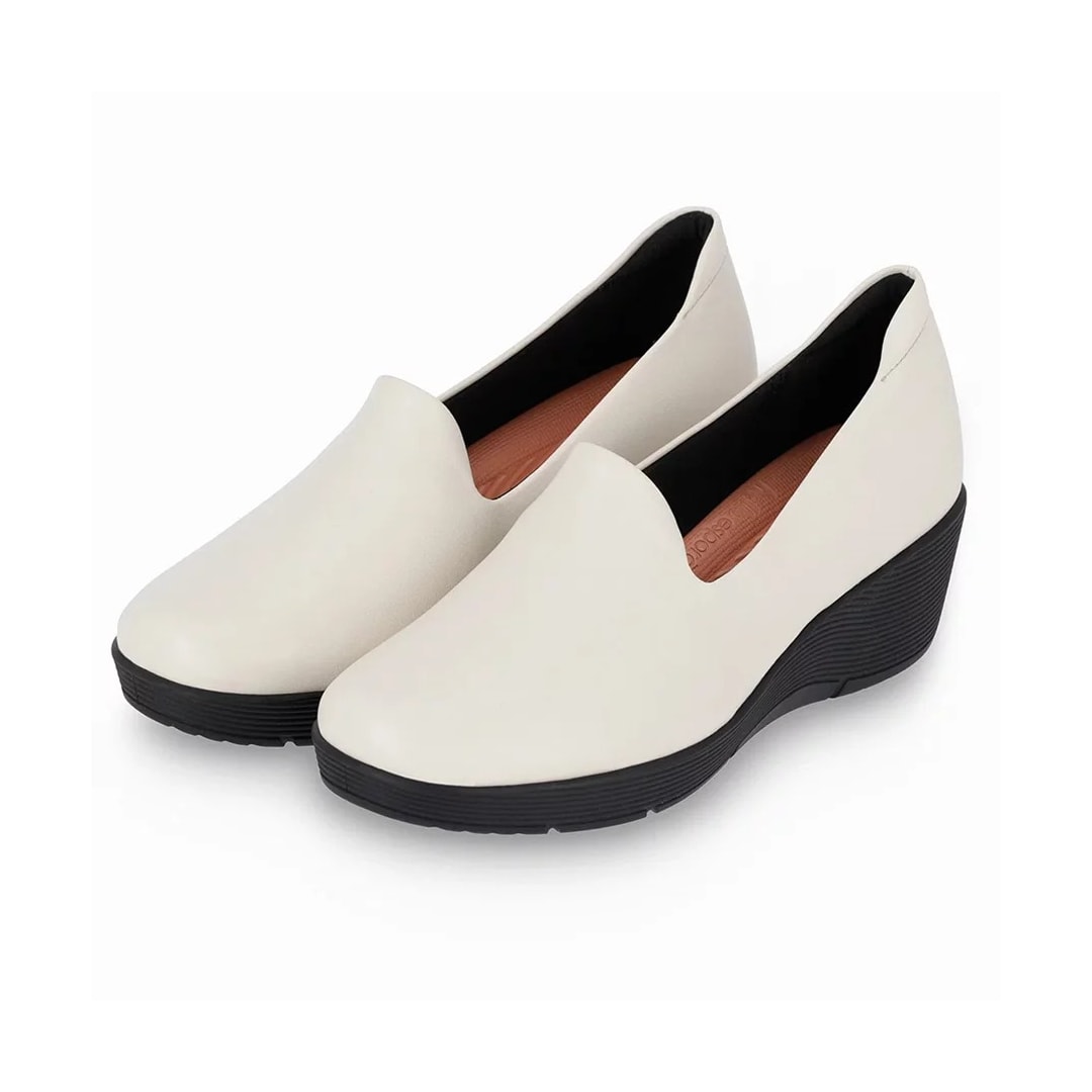 Sapato Piccadilly Conforto Anabela 271003 Off White