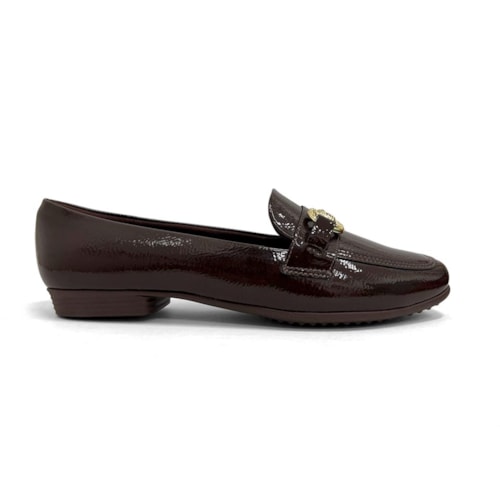 Detalhe - Sapato Piccadilly Mocassim Conforto 250275 Cacau Verniz