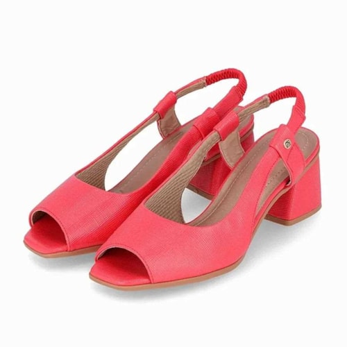 Sapato Piccadilly Peep Toe Salto Bloco 715019 Cereja