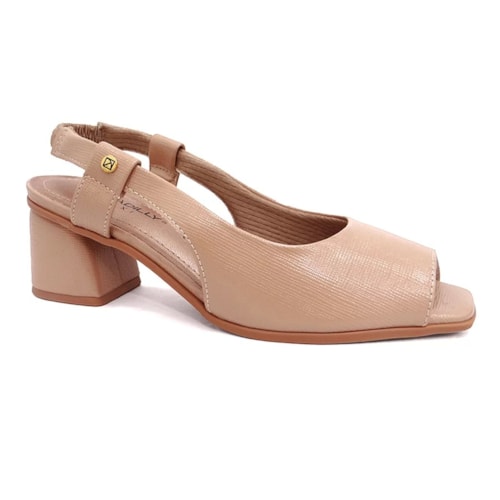 Sapato Piccadilly Peep Toe Salto Bloco 715019 Nude Claro