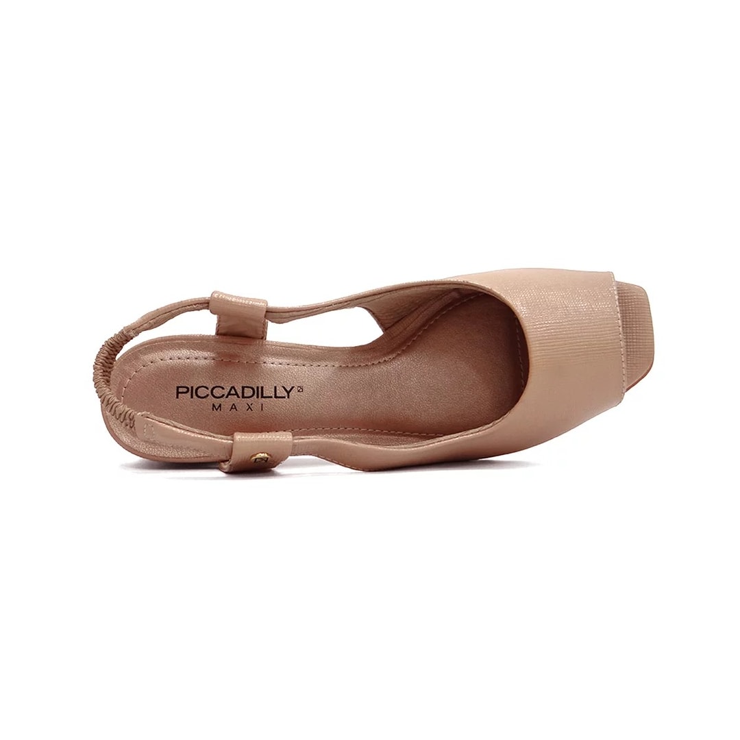 Sapato Piccadilly Peep Toe Salto Bloco 715019 Nude Claro
