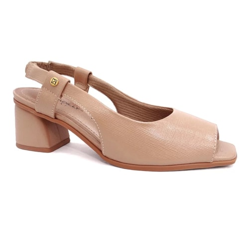 Sapato Piccadilly Peep Toe Salto Bloco 715019 Nude Claro