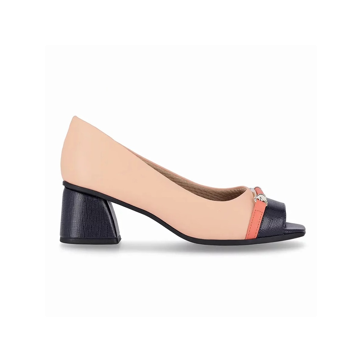 Sapato Piccadilly Peep Toe Salto Bloco 715020 Rose/Navy Sapato Piccadilly Peep Toe Salto Bloco 715020 Rose/Navy