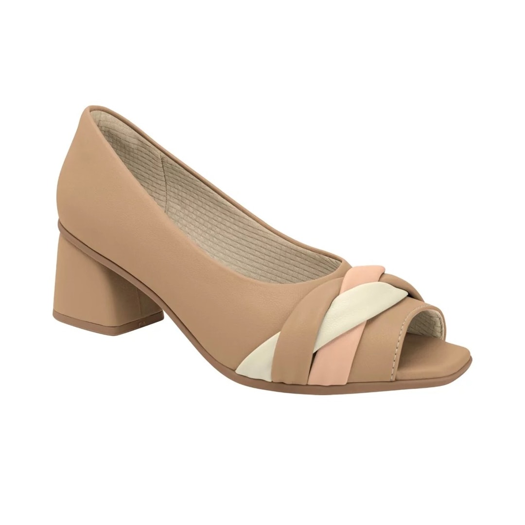 Sapato Piccadilly Peep Toe Salto Bloco 715022 Nude Claro Sapato Piccadilly Peep Toe Salto Bloco 715022 Nude Claro
