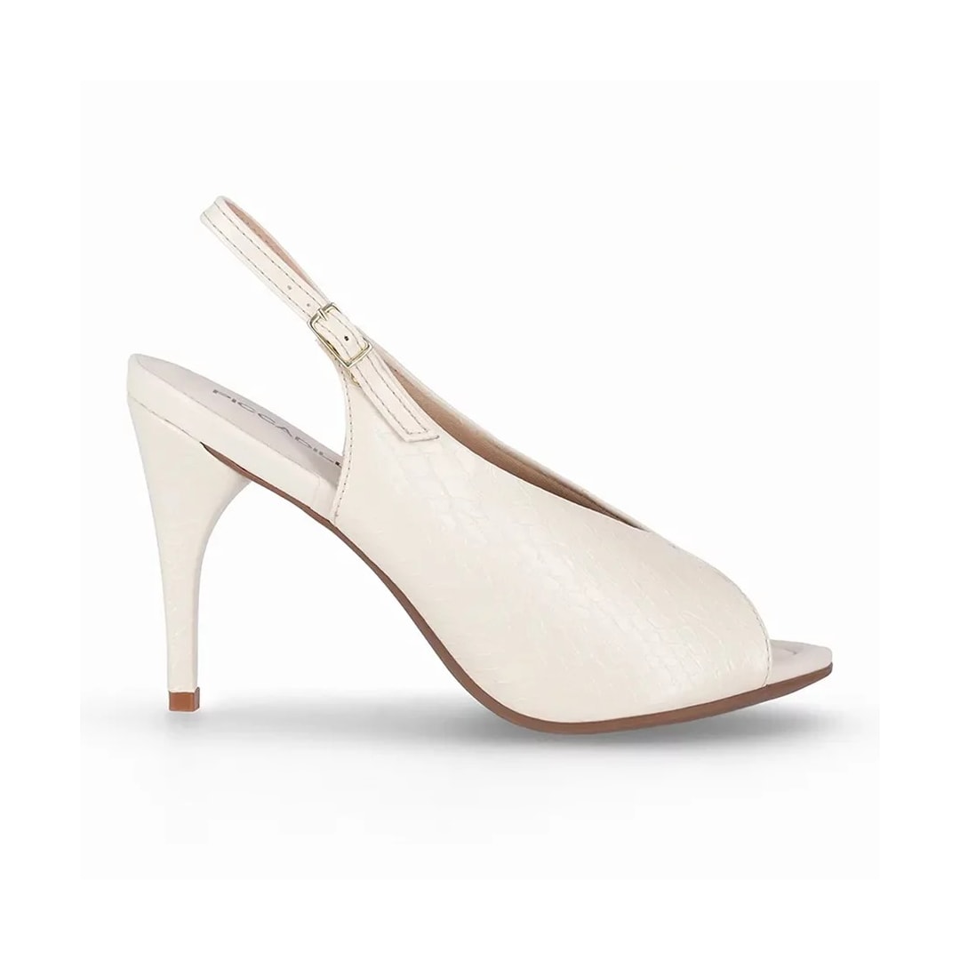 Sapato Piccadilly Peep Toe Salto Bloco 727159 Off White Sapato Piccadilly Peep Toe Salto Bloco 727159 Off White