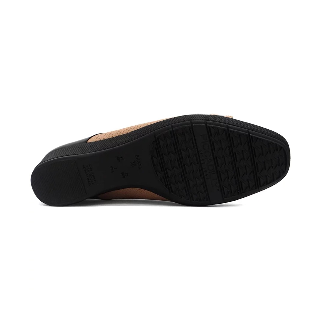 Sapato Piccadilly Salto Anabela 143212 Nude/Preto