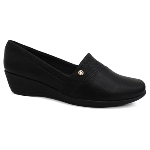 Sapato Piccadilly Salto Anabela 143214 Preto