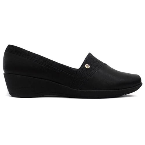 Detalhe - Sapato Piccadilly Salto Anabela 143214 Preto