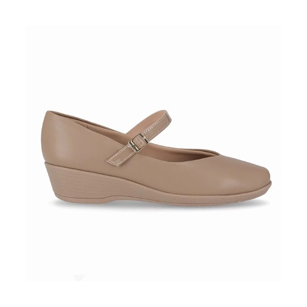 Sapato Piccadilly Salto Anabela 143216 Areia