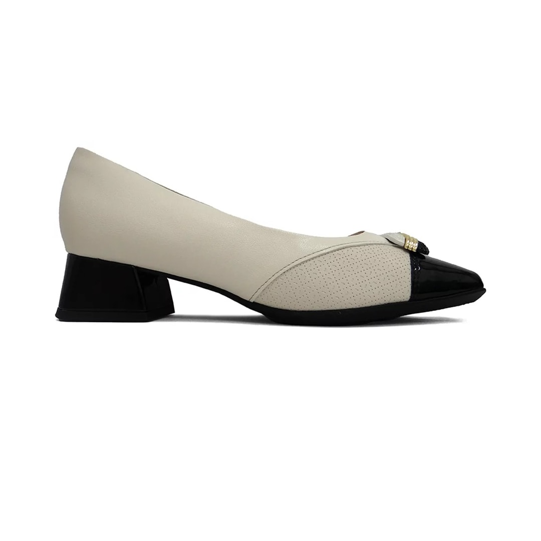 Sapato Piccadilly Salto Baixo 160078 Off White/Preto Sapato Piccadilly Salto Baixo 160078 Off White/Preto