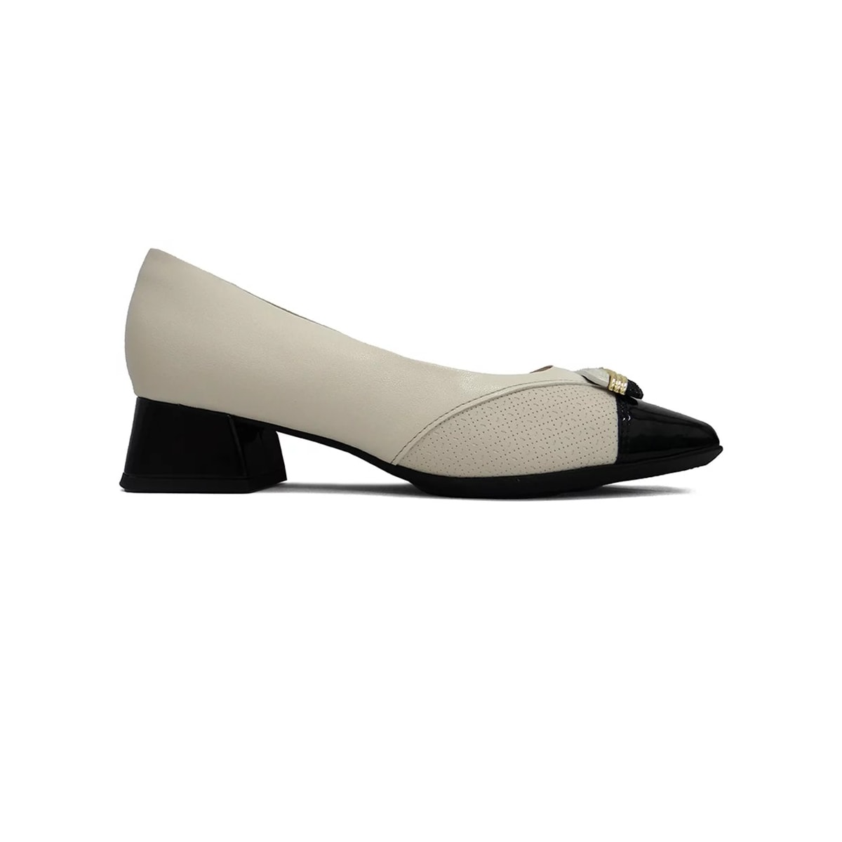 Sapato Piccadilly Salto Baixo 160078 Off White/Preto Sapato Piccadilly Salto Baixo 160078 Off White/Preto