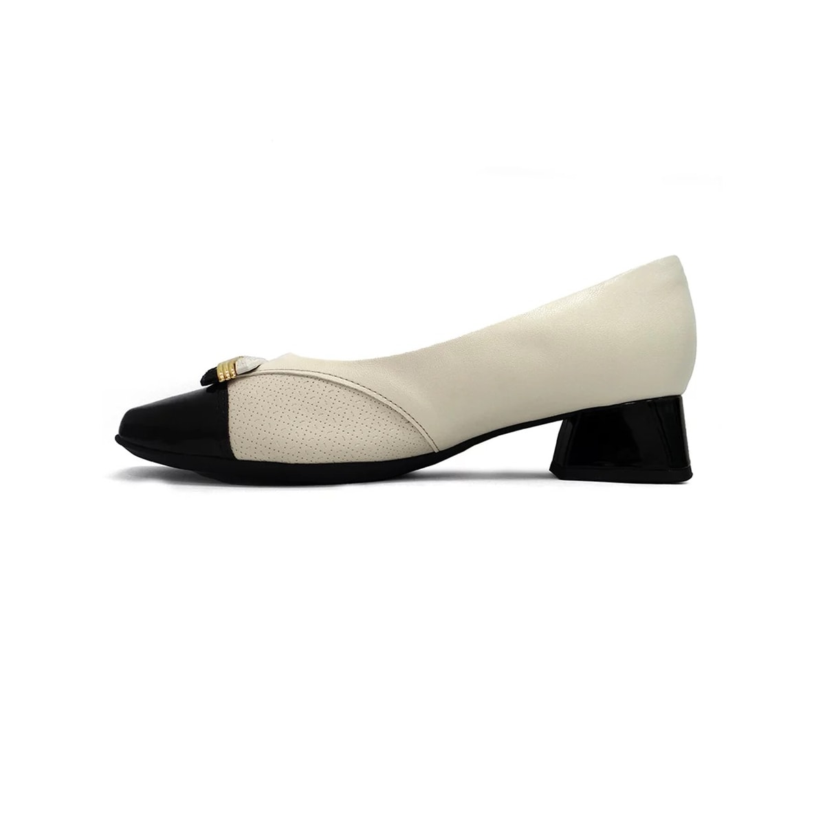 Sapato Piccadilly Salto Baixo 160078 Off White/Preto Sapato Piccadilly Salto Baixo 160078 Off White/Preto