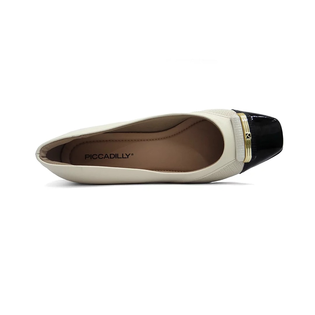 Sapato Piccadilly Salto Baixo 160078 Off White/Preto Sapato Piccadilly Salto Baixo 160078 Off White/Preto