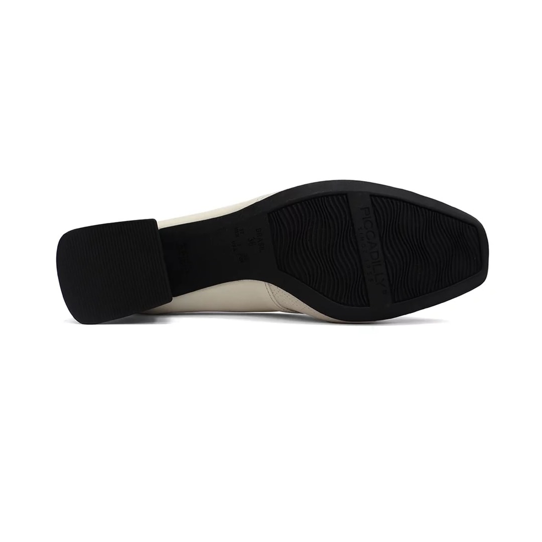 Sapato Piccadilly Salto Baixo 160078 Off White/Preto