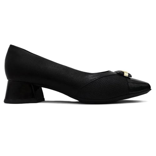 Detalhe - Sapato Piccadilly Salto Baixo 160078 Preto