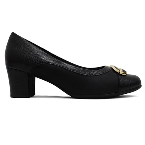Detalhe - Sapato Piccadilly Salto Baixo Bloco 110165 Preto