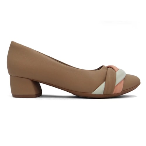 Sapato Piccadilly Salto Bloco 322044 Nude Claro