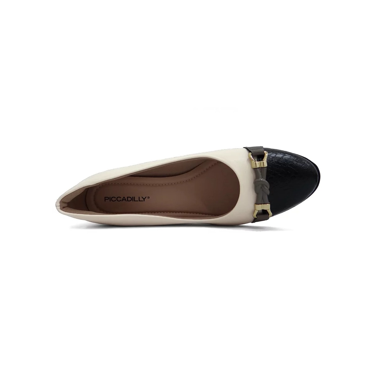 Sapato Piccadilly Salto Bloco 654046 Off White/Preto Sapato Piccadilly Salto Bloco 654046 Off White/Preto