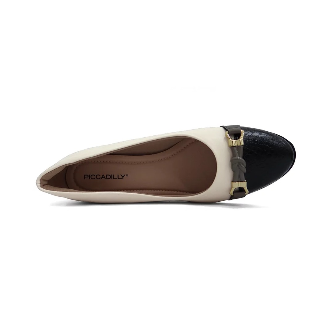 Sapato Piccadilly Salto Bloco 654046 Off White/Preto